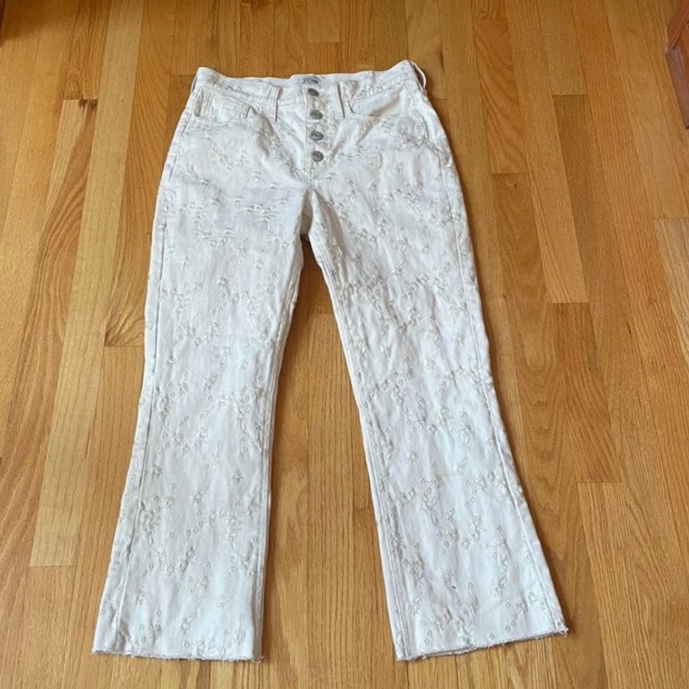 J.Crew Billie Denim Boot Crop Cream Jeans